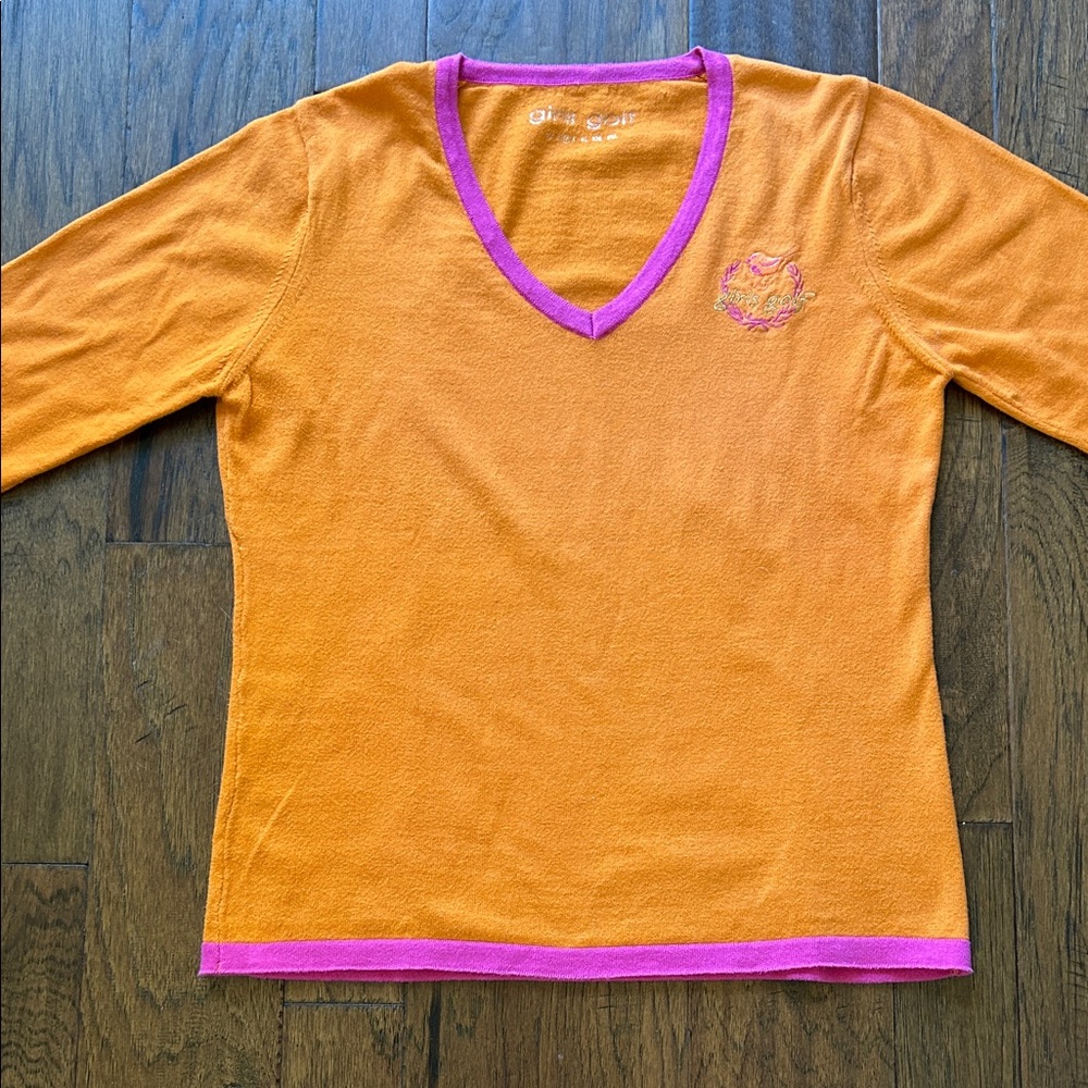 Sweater by Girls Golf BIRDIE Orange / Tangerine and Pink Size Medium - Picture 5 of 6